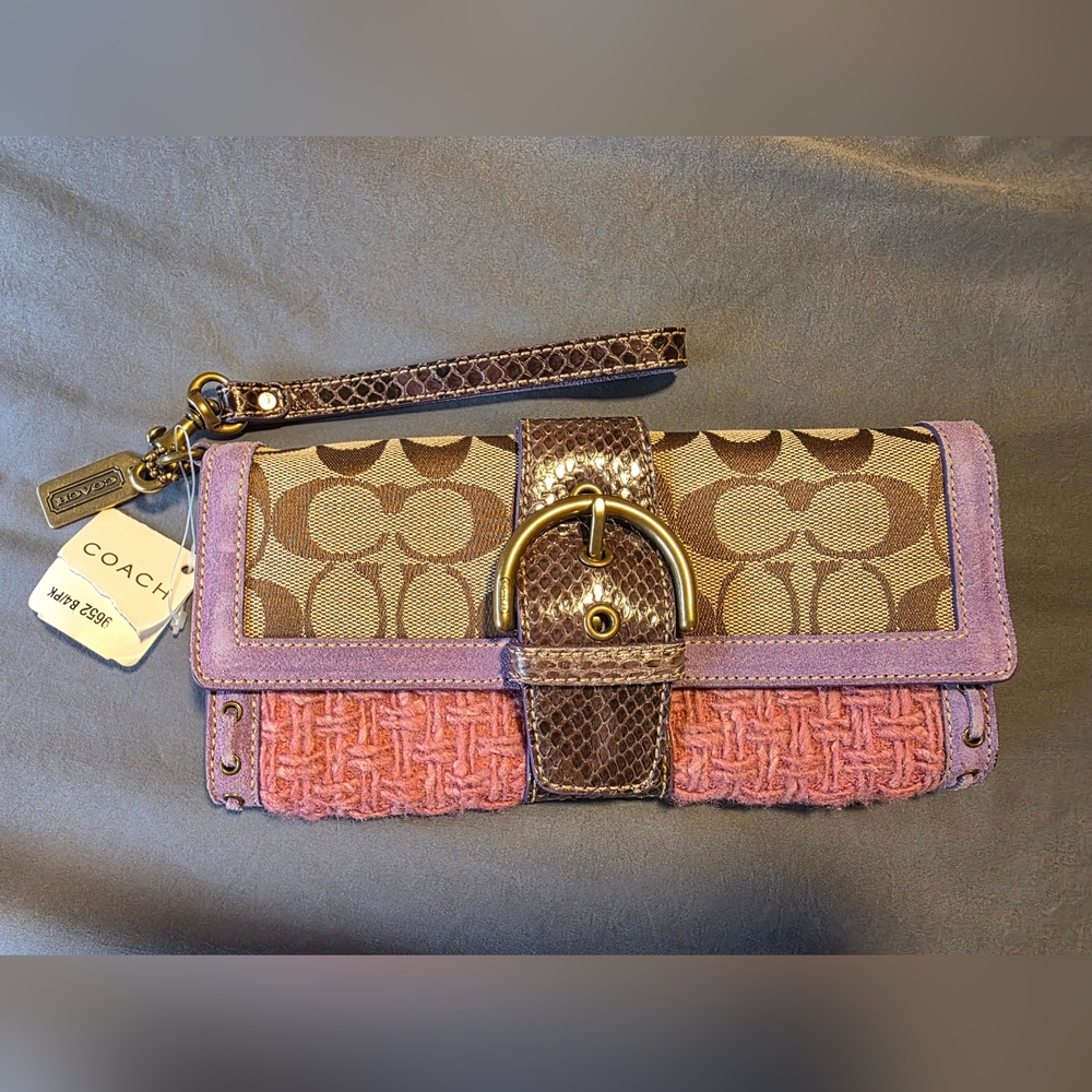 Coach Y2K Suede And Tweed Clutch
